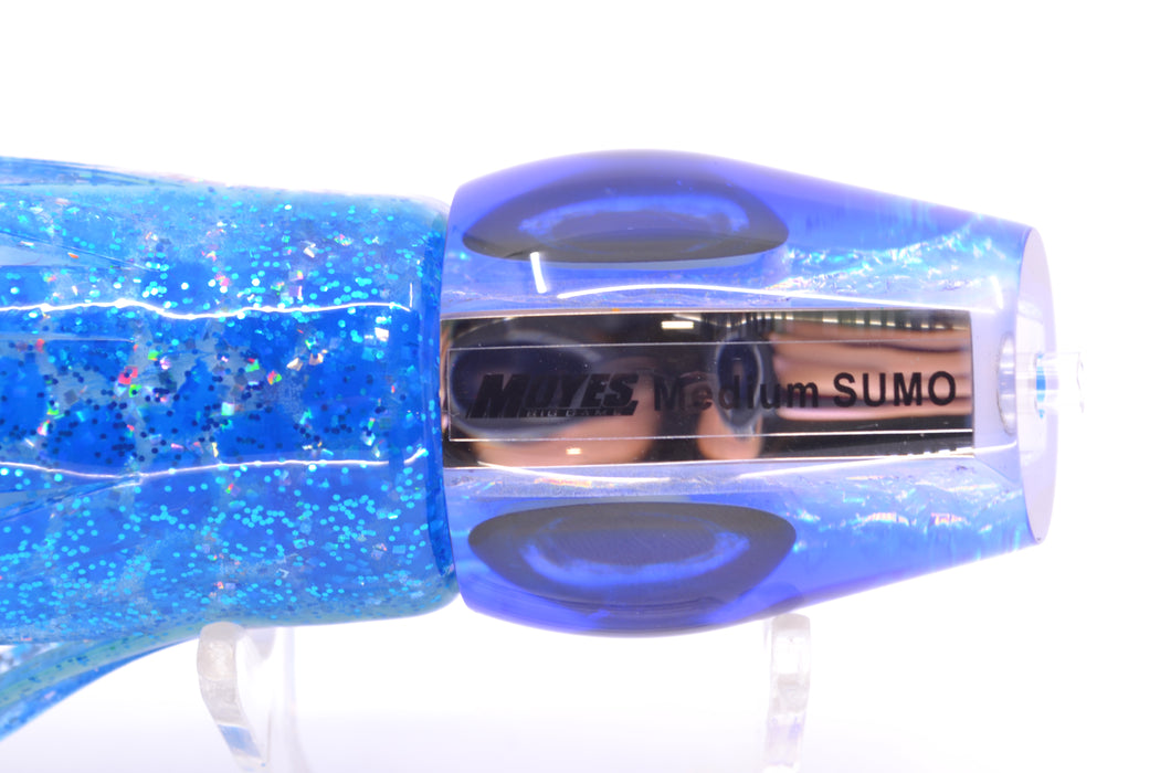 Moyes Lures Ice Blue-Pink Dichro Blue Back Taxi Eyes Medium Sumo 12" 6.8oz Skirted