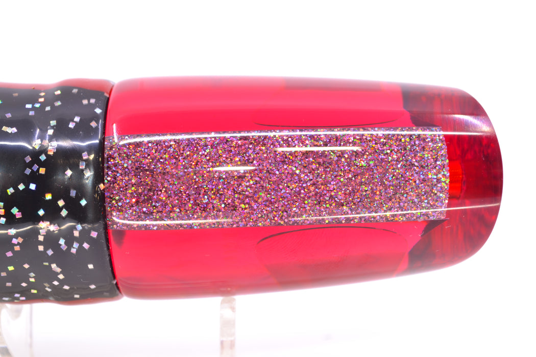 Koya Lures Red Rainbow Diamond Red Eyes Straight Runner 12" 9.5oz Skirted Black/Red