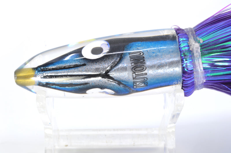 Tsutomu Lures "Hardline Aku" Fish Head Poke Bullet 6" 2.8oz Strobez Purple/Ice Blue GZE