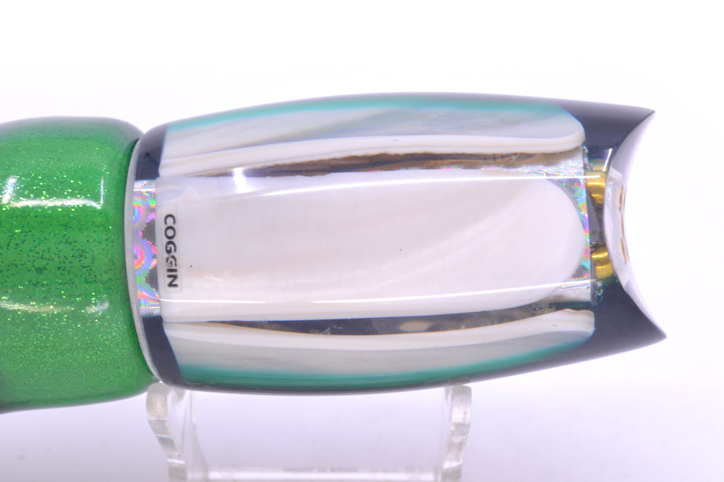 Coggin Lures White MOP Black-Green Back 4-Hole Tado Mauna Loa Scoop 12" 11oz FT Vinyl