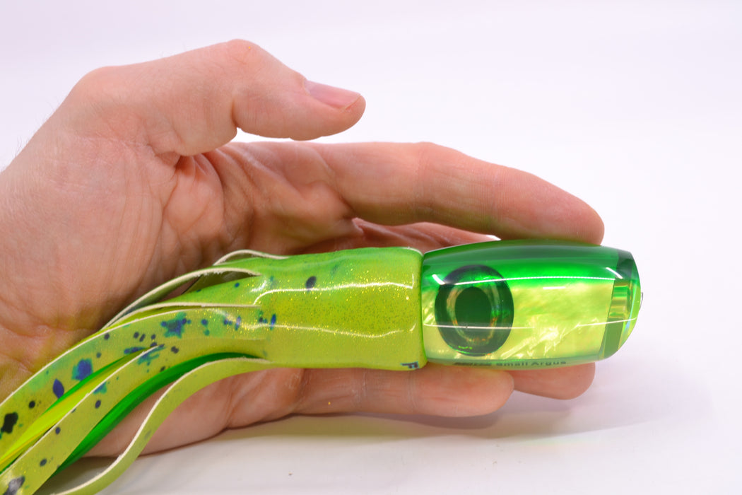 Moyes Lures Chartreuse MOP Green Back Taxi Eyes Small Argus 9" 3.5oz FT Vinyl Mahi