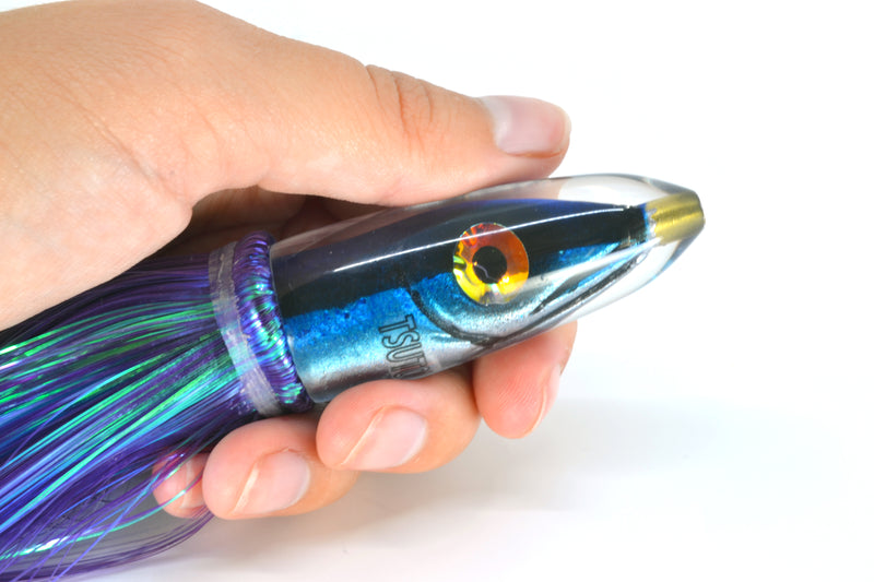 Tsutomu Lures "Hardline Aku" Fish Head Poke Bullet 6" 2.8oz Strobez Purple/Ice Blue GZE