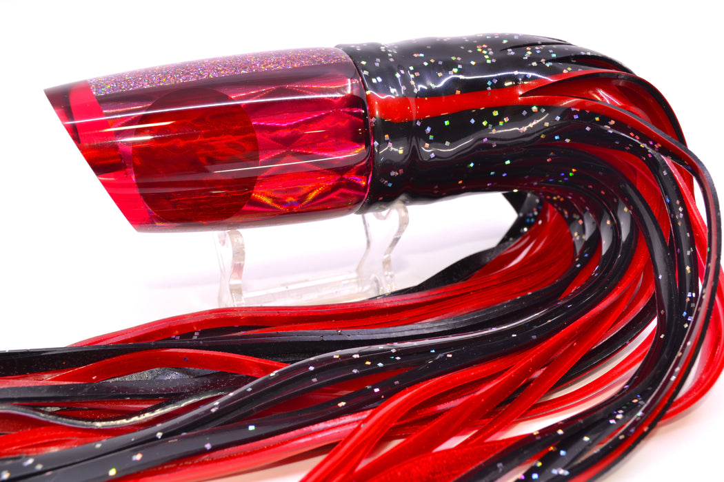 Koya Lures Red Rainbow Diamond Red Eyes Straight Runner 12" 9.5oz Skirted Black/Red