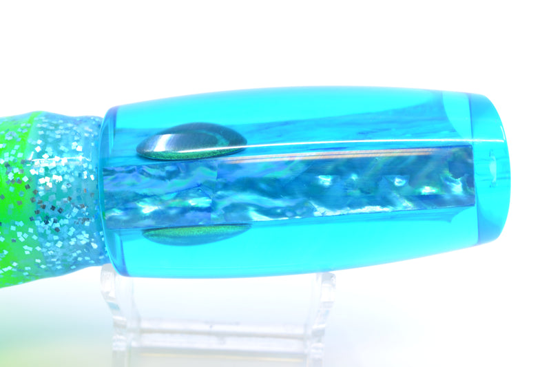 Moyes Lures Ice Blue Awabi Taxi Eyes Medium Plunger 12" 7.5oz Skirted Ice Blue/Rainbow GZE