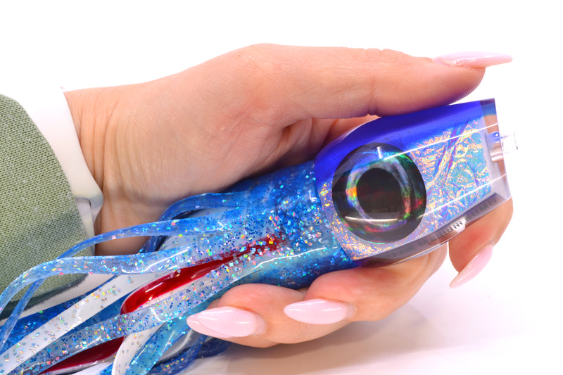 Moyes Lures Ice Blue-Pink Dichro Blue Back Taxi Eyes Medium Sumo 12" 6.8oz Skirted