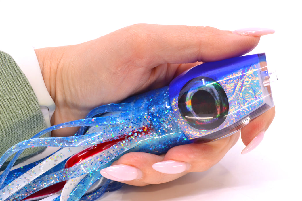 Moyes Lures Ice Blue-Pink Dichro Blue Back Taxi Eyes Medium Sumo 12" 6.8oz Skirted