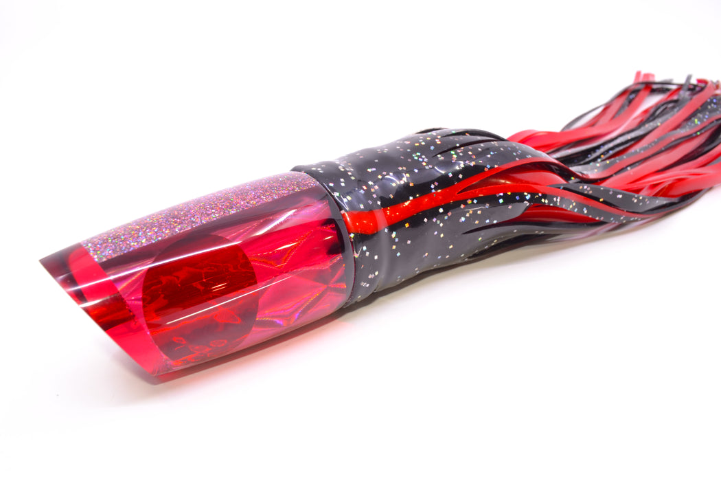 Koya Lures Red Rainbow Diamond Red Eyes Straight Runner 12" 9.5oz Skirted Black/Red