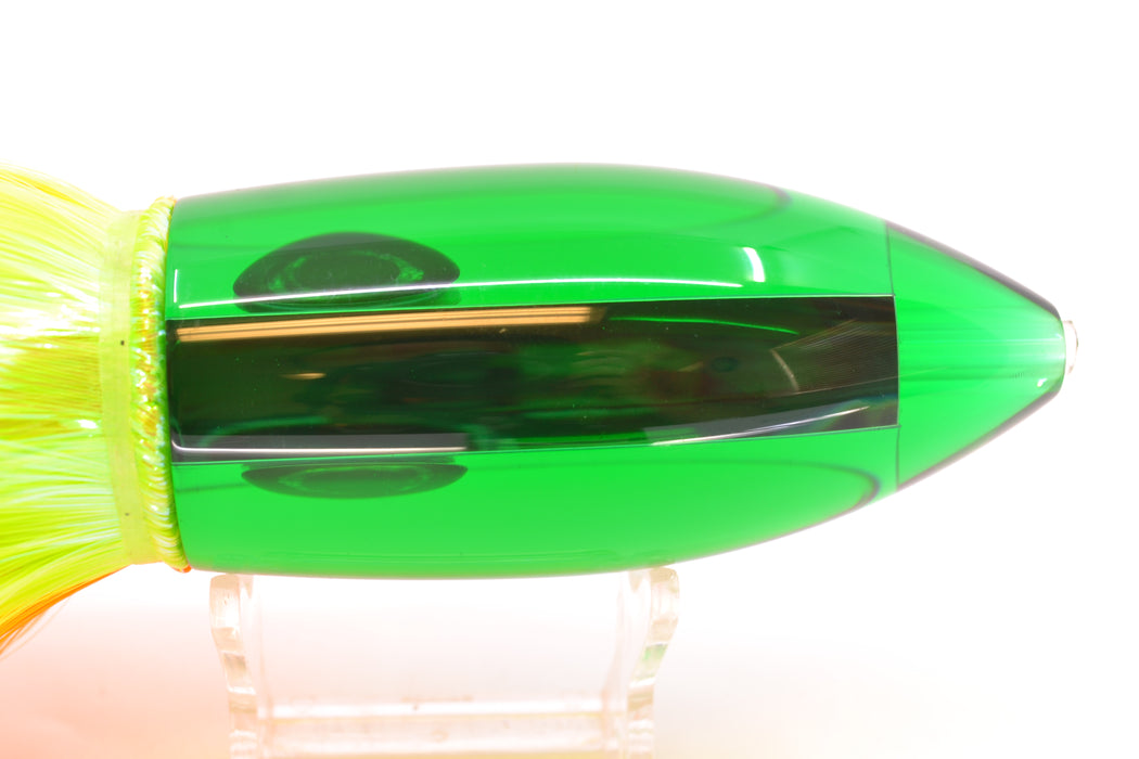 Moyes Lures Green Mirrored Large Ono Bullet 14" 12oz Strobez Chartreuse-Orange *Mislabeled*
