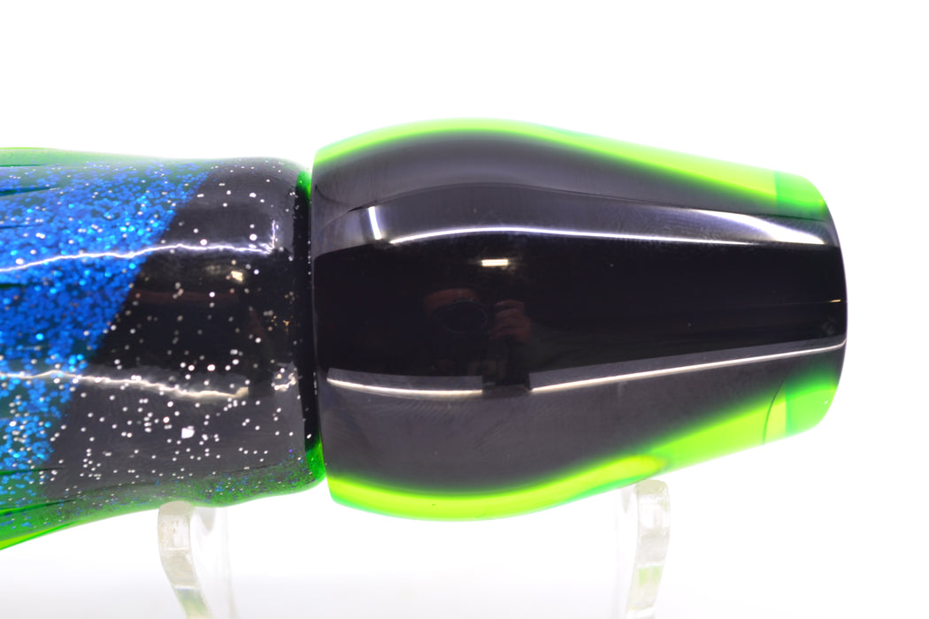 Moyes Lures Chartreuse MOP Black Back Medium Sumo 12" 6.8oz Skirted Black-Blue-Lumo
