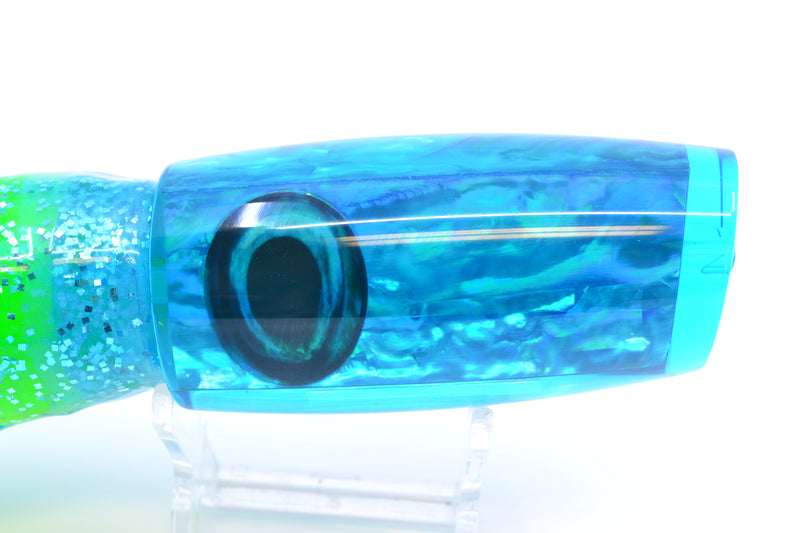 Moyes Lures Ice Blue Awabi Taxi Eyes Medium Plunger 12" 7.5oz Skirted Ice Blue/Rainbow GZE