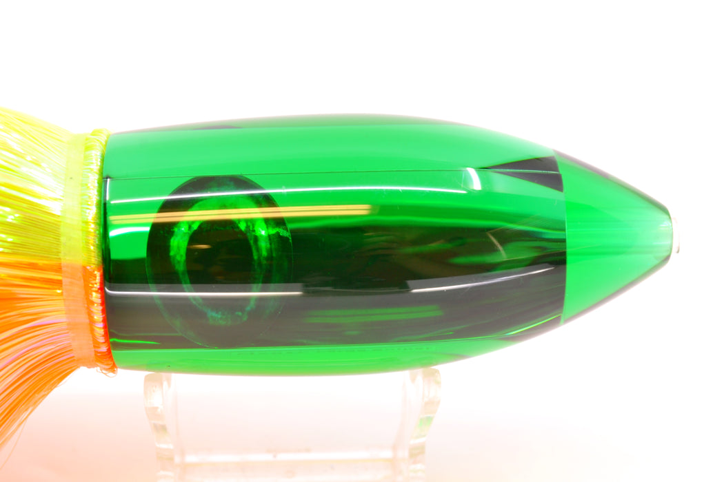 Moyes Lures Green Mirrored Large Ono Bullet 14" 12oz Strobez Chartreuse-Orange *Mislabeled*