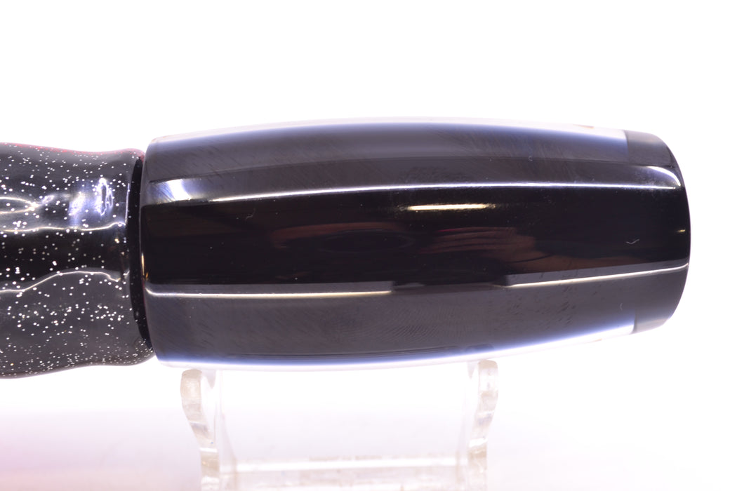 Moyes Lures Black Pearl Black Back Taxi Eyes Medium Plunger 12" 7.5oz Skirted
