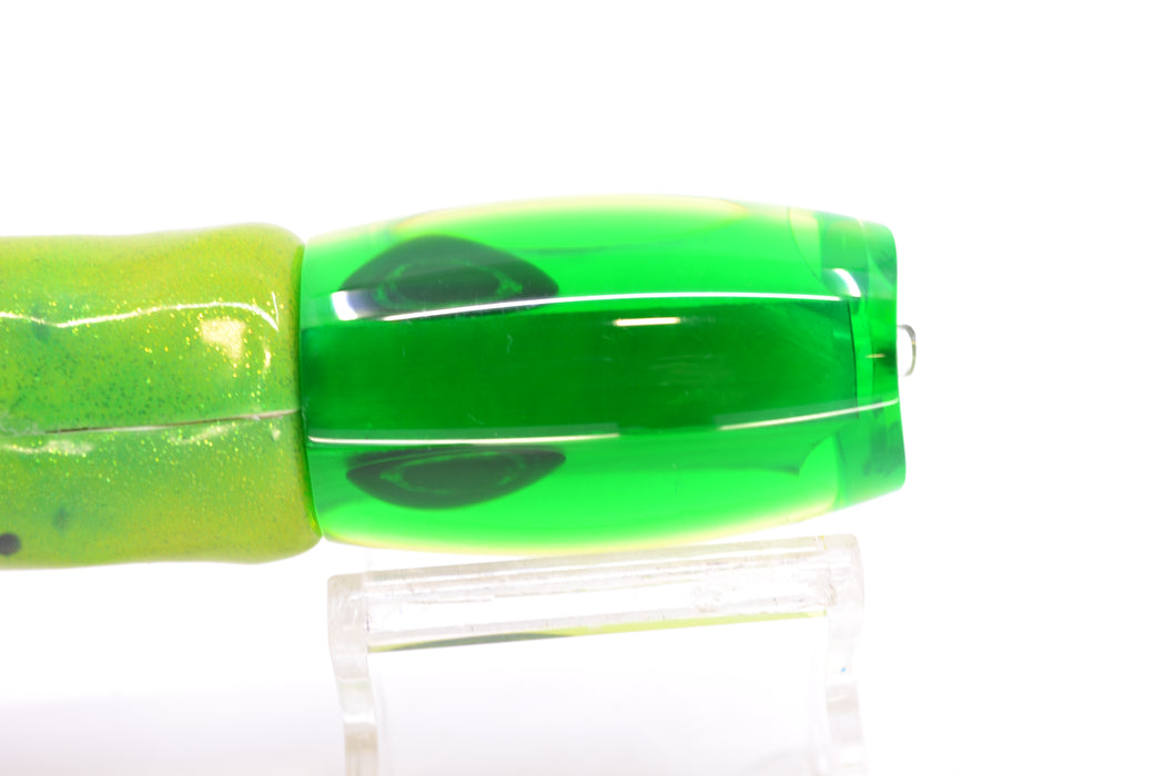 Moyes Lures Chartreuse MOP Green Back Taxi Eyes Small Argus 9" 3.5oz FT Vinyl Mahi