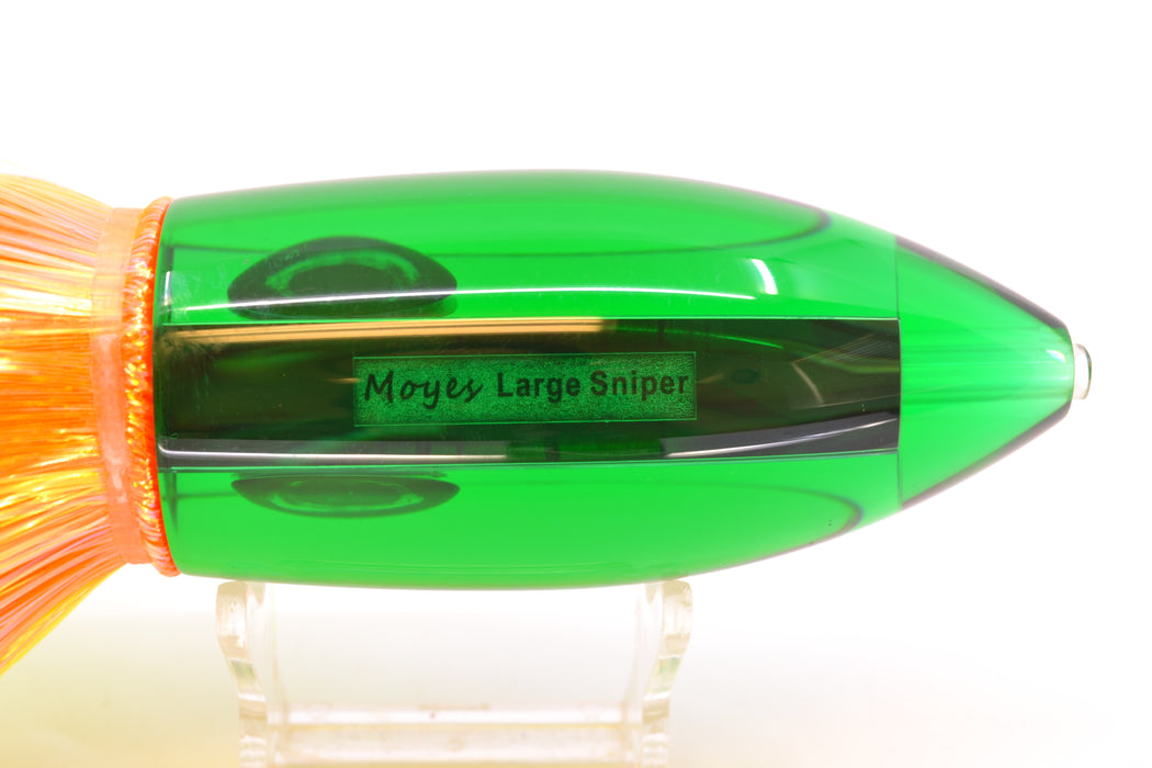 Moyes Lures Green Mirrored Large Ono Bullet 14" 12oz Strobez Chartreuse-Orange *Mislabeled*
