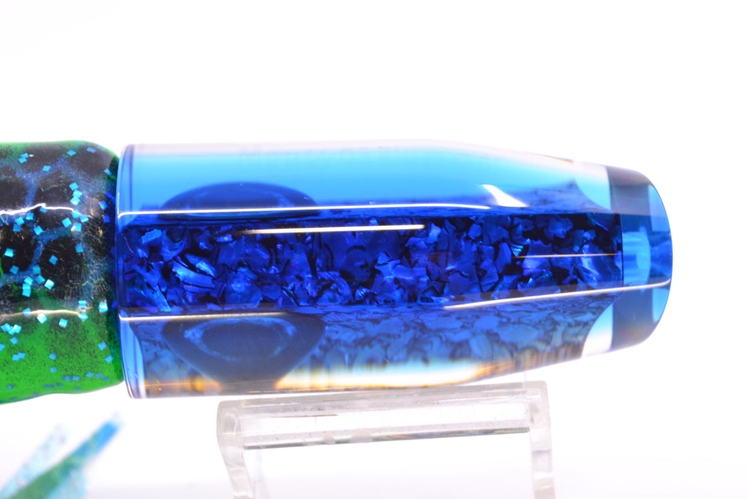 Moyes Lures S&P Blue Back Taxi Eyes O.S. Plunger 12" 7oz Skirted Black Dots-Blue Dots GZE