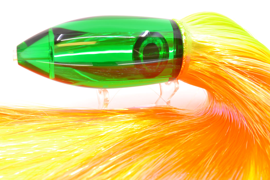 Moyes Lures Green Mirrored Large Ono Bullet 14" 12oz Strobez Chartreuse-Orange *Mislabeled*