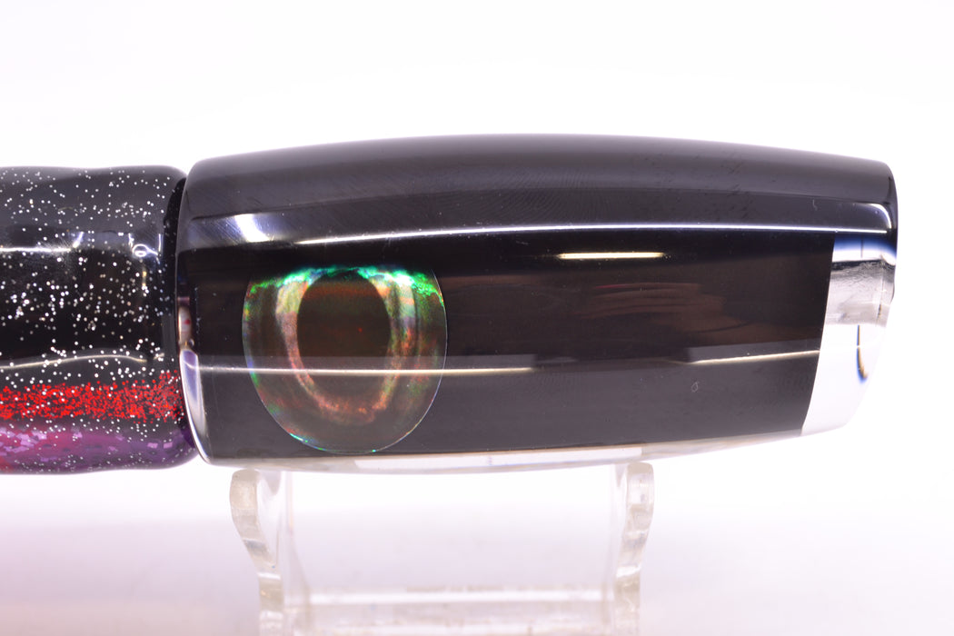 Moyes Lures Black Pearl Black Back Taxi Eyes Medium Plunger 12" 7.5oz Skirted