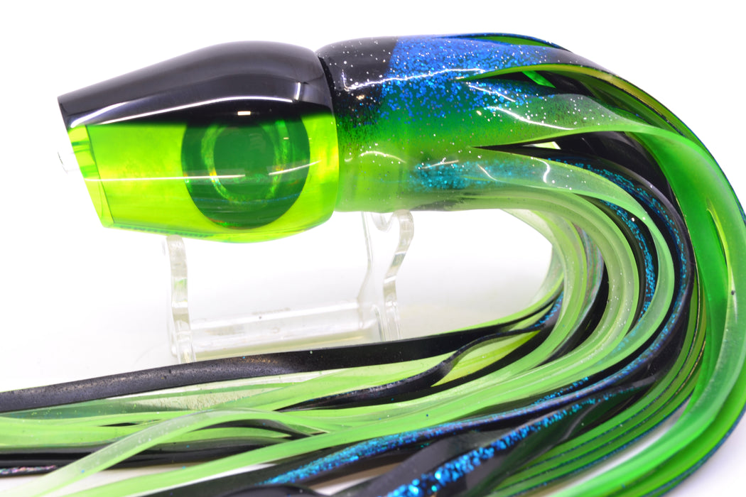 Moyes Lures Chartreuse MOP Black Back Medium Sumo 12" 6.8oz Skirted Black-Blue-Lumo