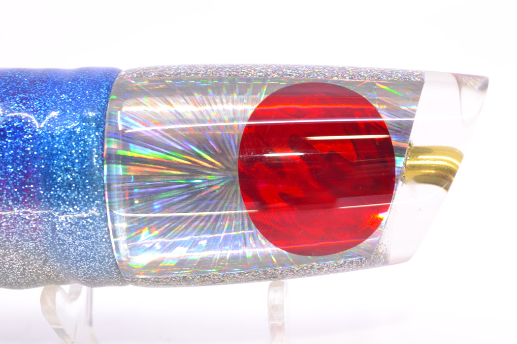Koya Lures Silver Rainbow Starburst Red Eyes Straight Runner 12" 9.5oz Skirted Blue-Silver
