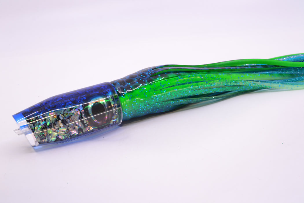 Moyes Lures S&P Blue Back Taxi Eyes O.S. Plunger 12" 7oz Skirted Black Dots-Blue Dots GZE