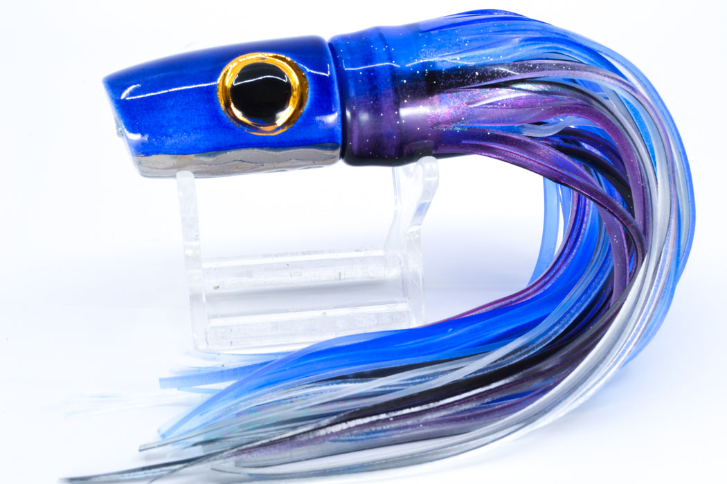 Mark White Lures Dark Blue Pearl Black Eyes Slant 7" 3.8oz Skirted Blue/Purple