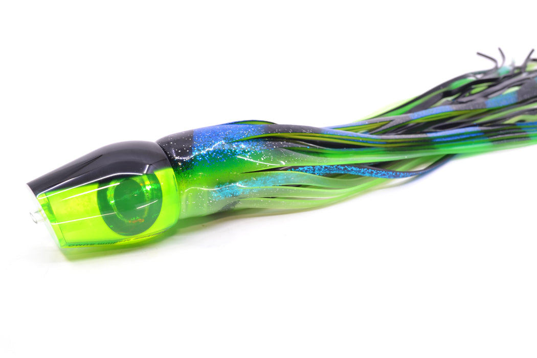 Moyes Lures Chartreuse MOP Black Back Medium Sumo 12" 6.8oz Skirted Black-Blue-Lumo