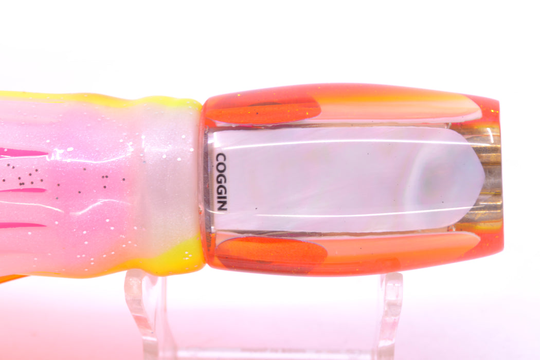 Coggin Lures White MOP Pink-Yellow Back 4-Hole Kilauea Tado Slant 9" 6oz Skirted
