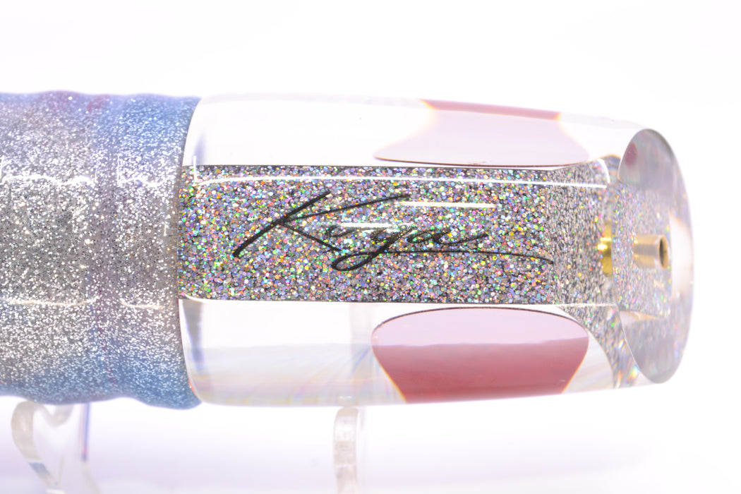 Koya Lures Silver Rainbow Starburst Red Eyes Straight Runner 12" 9.5oz Skirted Blue-Silver