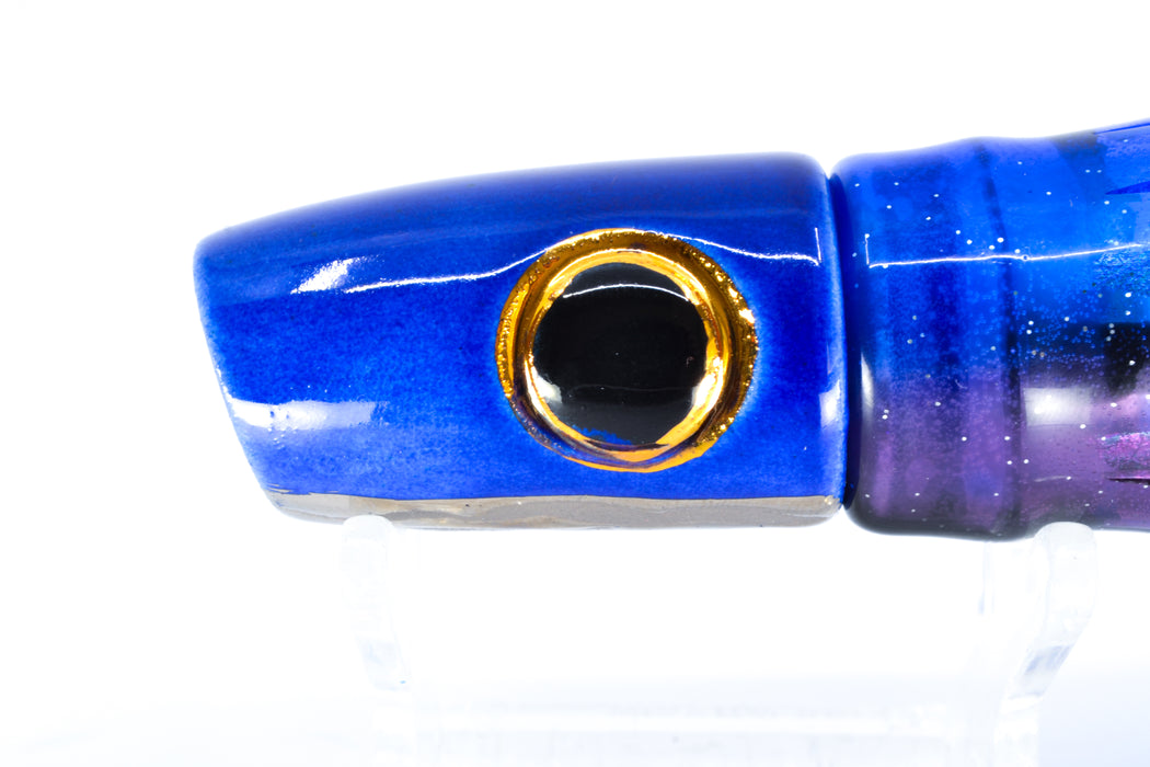 Mark White Lures Dark Blue Pearl Black Eyes Slant 7" 3.8oz Skirted Blue/Purple