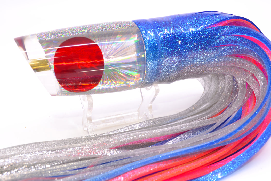 Koya Lures Silver Rainbow Starburst Red Eyes Straight Runner 12" 9.5oz Skirted Blue-Silver