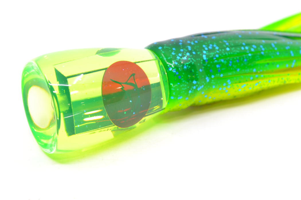 Bonze Lures Fluorescent Green Mirrored Red Eyes D Shackle 9" 3.5oz Skirted Mahi
