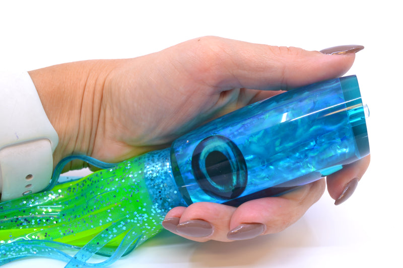 Moyes Lures Ice Blue Awabi Taxi Eyes Medium Plunger 12" 7.5oz Skirted Ice Blue/Rainbow GZE