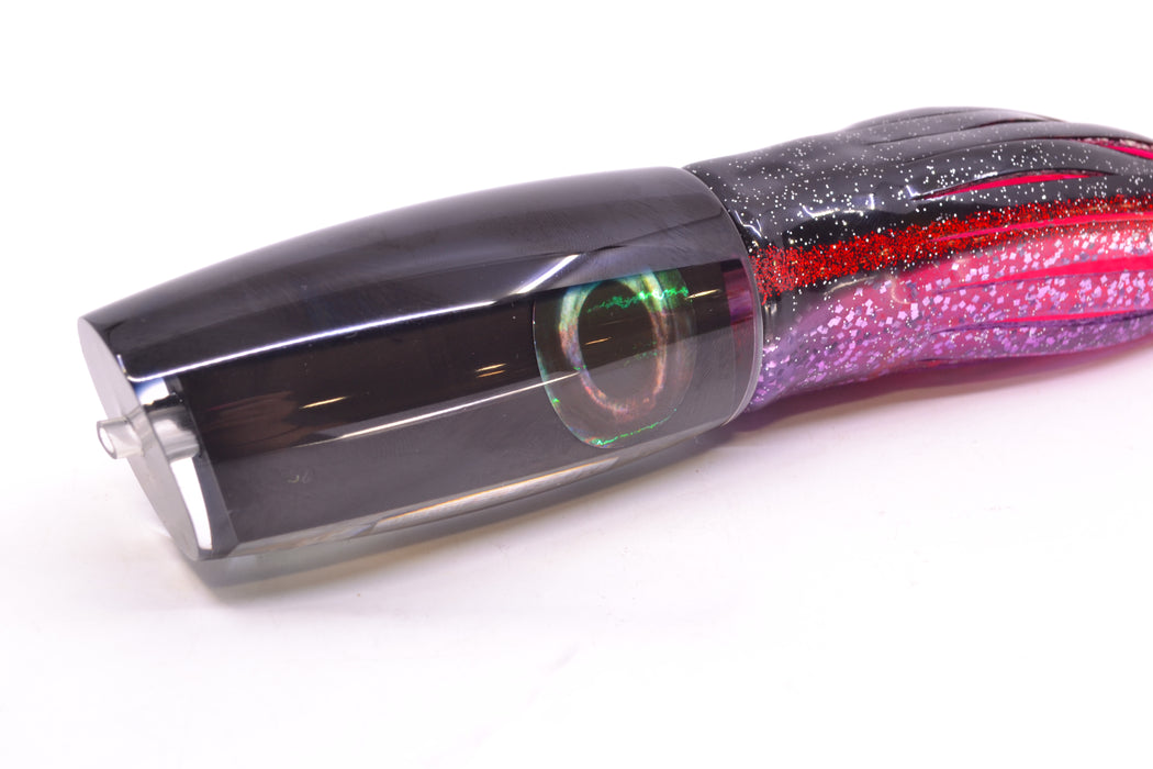 Moyes Lures Black Pearl Black Back Taxi Eyes Medium Plunger 12" 7.5oz Skirted