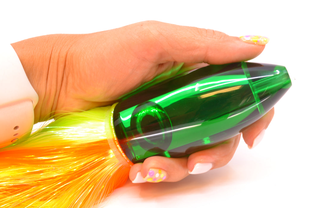 Moyes Lures Green Mirrored Large Ono Bullet 14" 12oz Strobez Chartreuse-Orange *Mislabeled*
