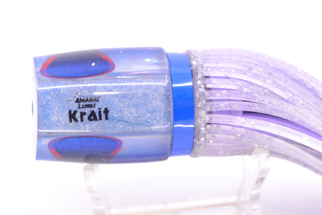 Amaral Lures Rainbow Pearl Blue Back Black-Orange Eyes Krait 10" 3.5oz Blue-Pink-Clear