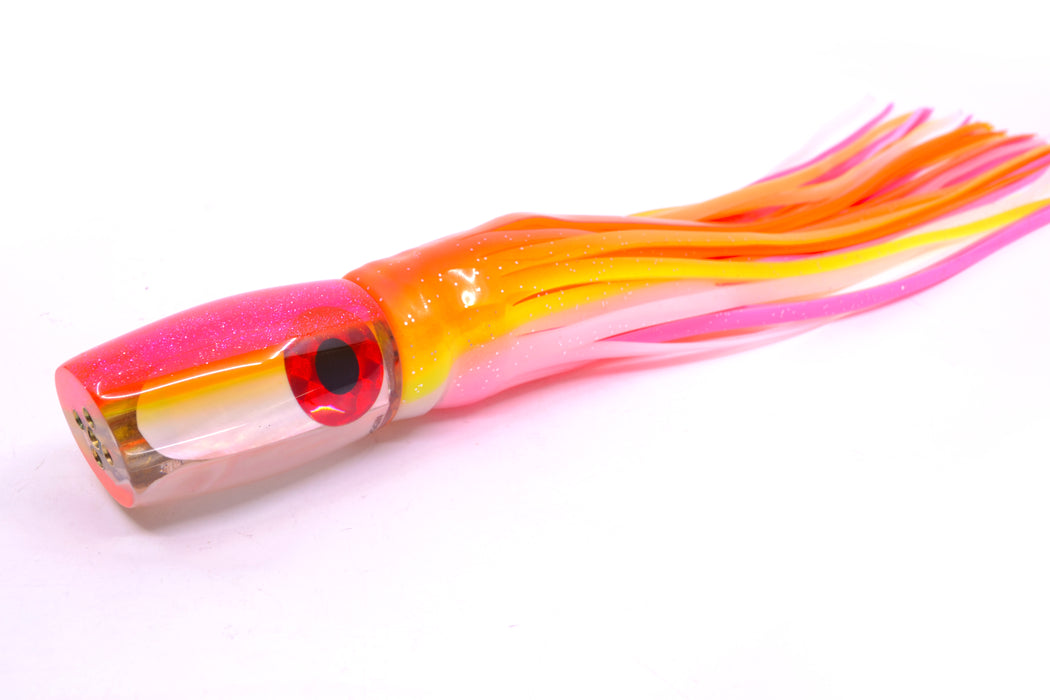 Coggin Lures White MOP Pink-Yellow Back 4-Hole Kilauea Tado Slant 9" 6oz Skirted