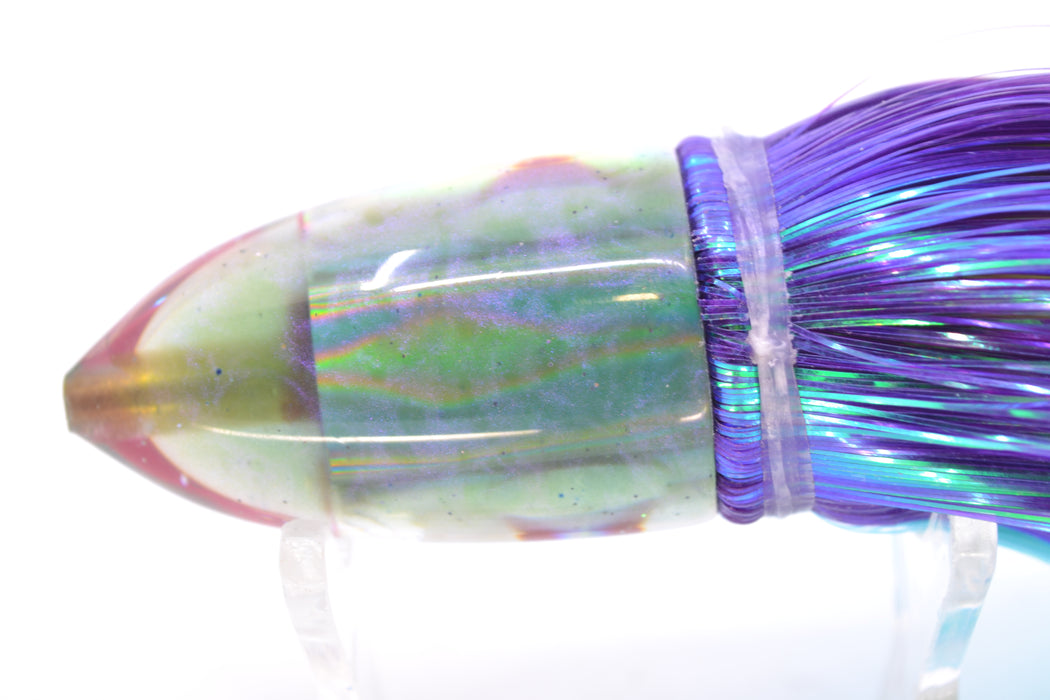 Bomboy Lures White Abalone Green Back Baby Bomb 9" 2.8oz Strobez Purple-Ice Blue