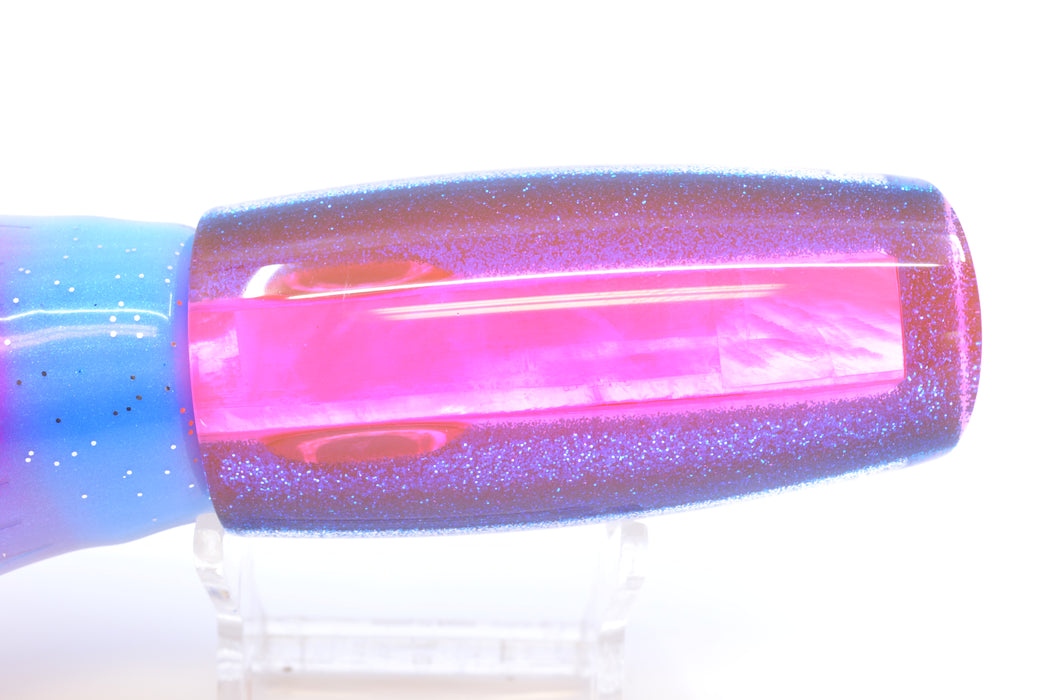 Moyes Lures White MOP Pink-Blue Back Taxi Eyes Medium Plunger 12" 7.5oz Skirted Gay Bob GZE