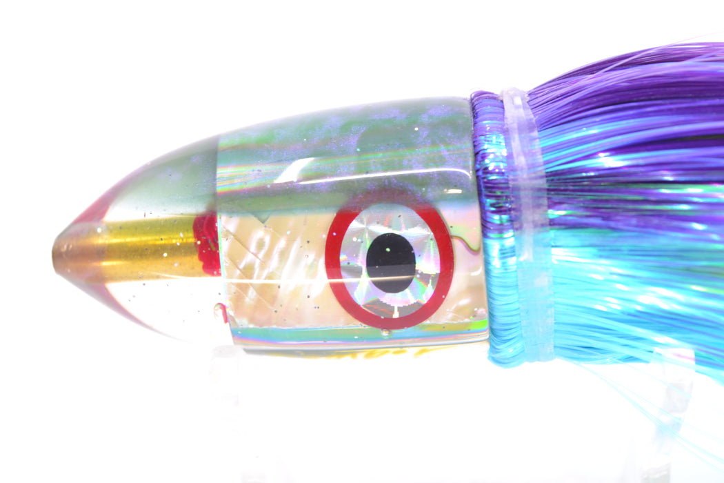 Bomboy Lures White Abalone Green Back Baby Bomb 9" 2.8oz Strobez Purple-Ice Blue