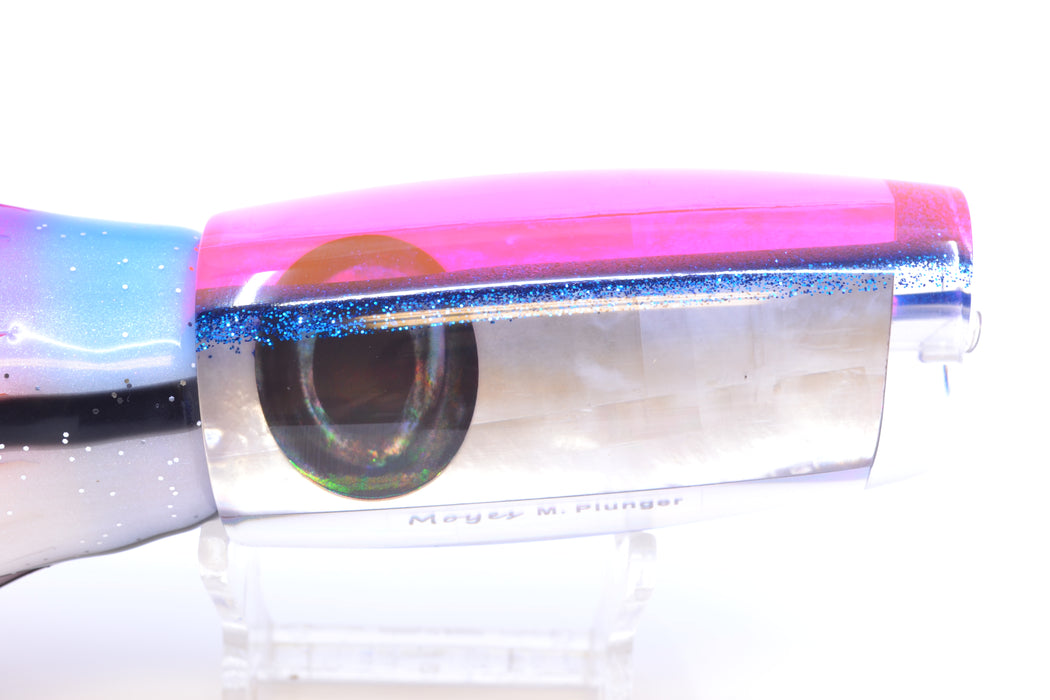 Moyes Lures White MOP Pink-Blue Back Taxi Eyes Medium Plunger 12" 7.5oz Skirted Gay Bob GZE
