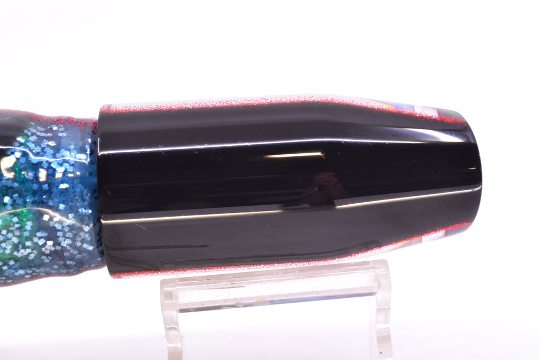 Moyes Lures Rainbow MOP Black-Red Back O.S. Plunger 12" 7oz Skirted Evil GZE