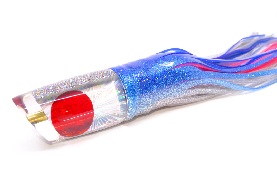 Koya Lures Silver Rainbow Starburst Red Eyes Straight Runner 12" 9.5oz Skirted Blue-Silver