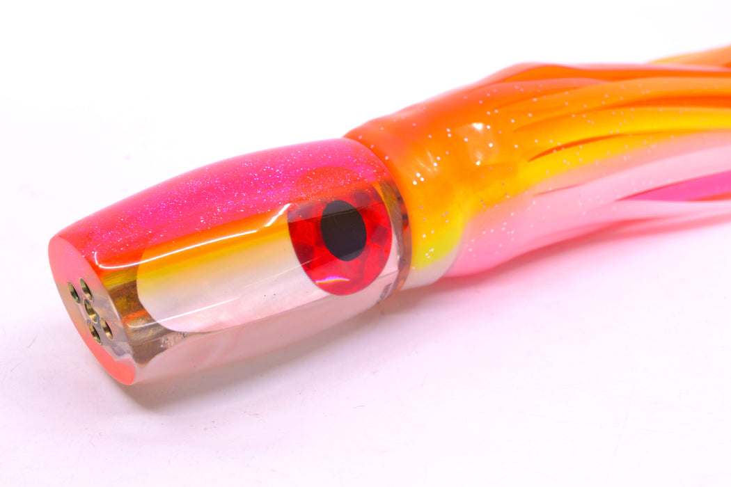 Coggin Lures White MOP Pink-Yellow Back 4-Hole Kilauea Tado Slant 9" 6oz Skirted