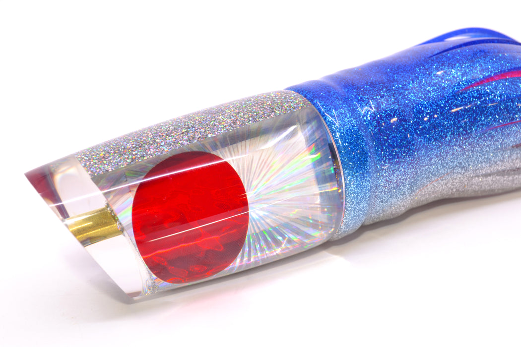 Koya Lures Silver Rainbow Starburst Red Eyes Straight Runner 12" 9.5oz Skirted Blue-Silver