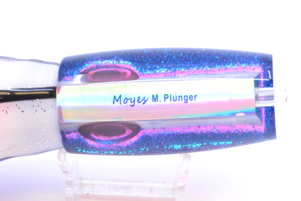 Moyes Lures White MOP Pink-Blue Back Taxi Eyes Medium Plunger 12" 7.5oz Skirted Gay Bob GZE