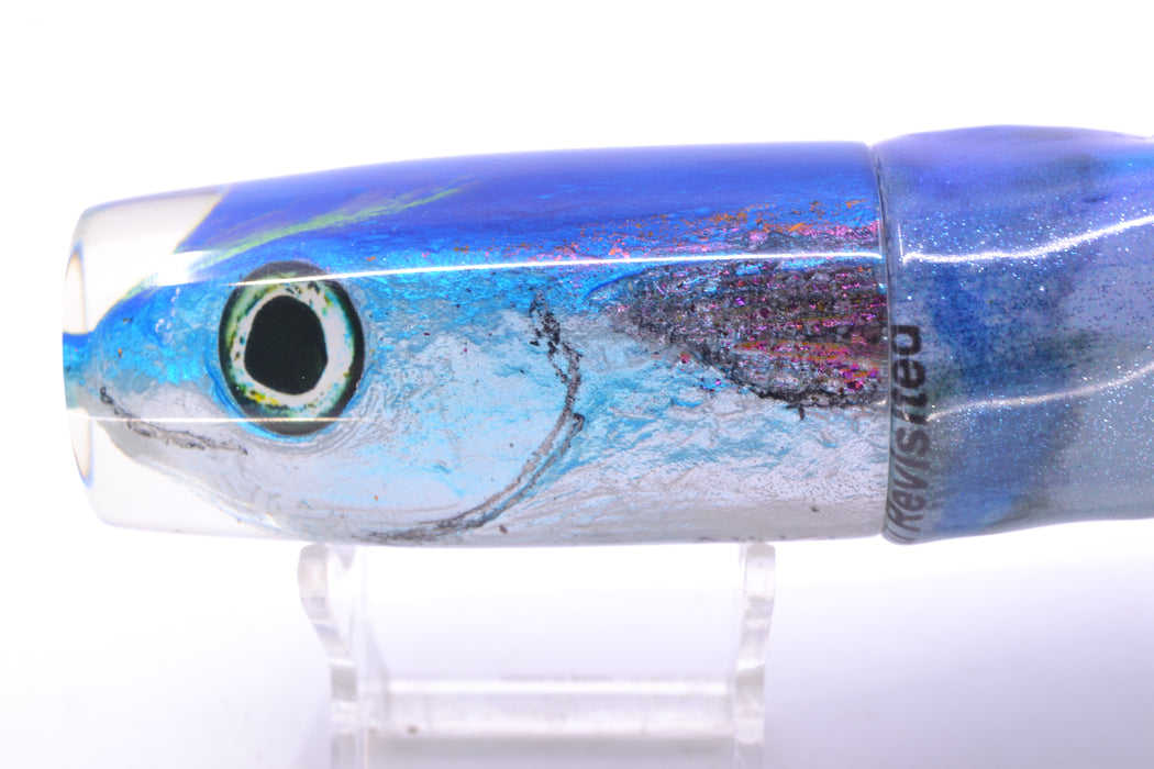 Ali'i Kai Lures Blue-Silver Malolo Medium Hard Head 12" 7oz Fire Tailz Vinyl Aku Revisited GZE