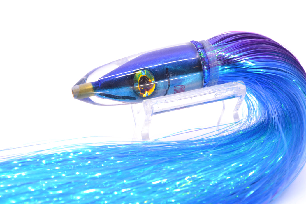 Tsutomu Lures "Hardline Aku" Fish Head Poke Bullet 6" 2.8oz Strobez Purple-Royal Blue
