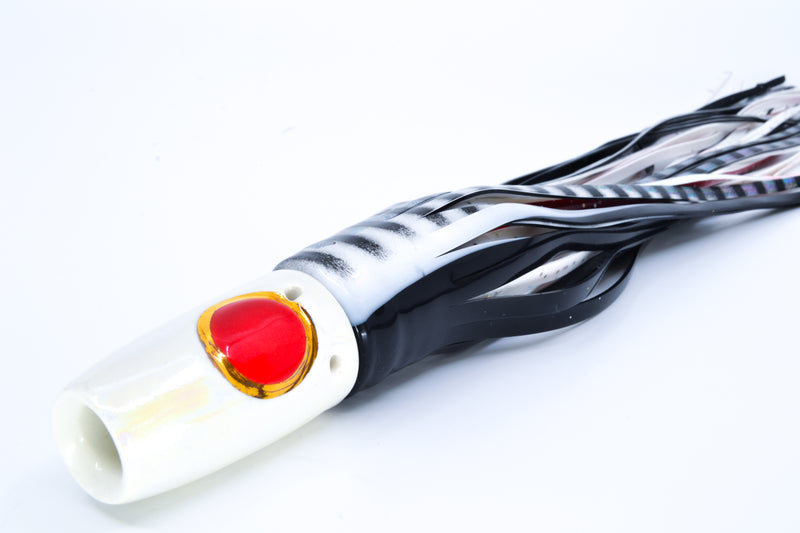 Mark White Lures White Iridescent Pearl Smoker 9" 5oz Skirted Black/White