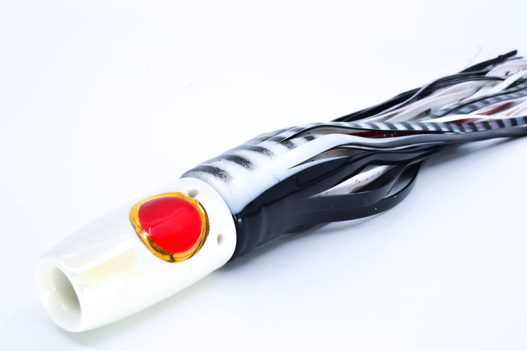 Mark White Lures White Iridescent Pearl Smoker 9" 5oz Skirted Black/White