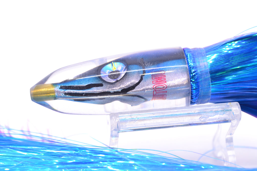 Tsutomu Lures "Hardline Aku" Fish Head Poke Bullet 6" 2.8oz Strobez Purple-Royal Blue